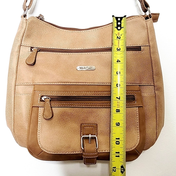 Multisac Tan Camel Colored Shoulder Bag NEW Adjustable Straps Textured 12x11 - Picture 12 of 14